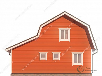 Проект деревянного дома 9x7 фасад 3