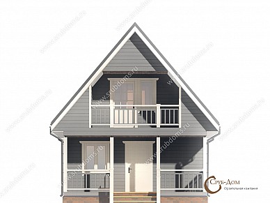 Проект деревянного дома 6x8 фасад 1