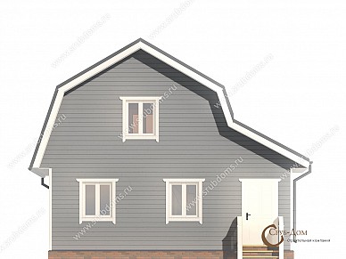 Проект деревянного дома 7x8 фасад 1