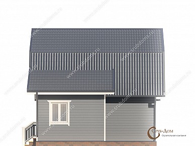 Проект деревянного дома 7x8 фасад 2