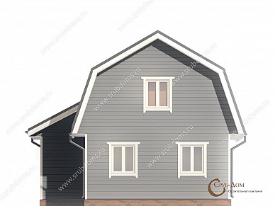 Проект деревянного дома 7x8 фасад 3