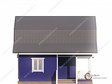 Проект деревянного дома 7,5x7,5 фасад 2