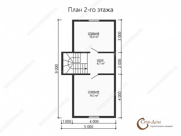 Планы проект дома из бруса 9x8,5. План 2-го этажа 